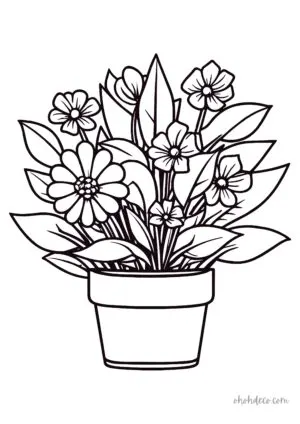 flower pot coloring page