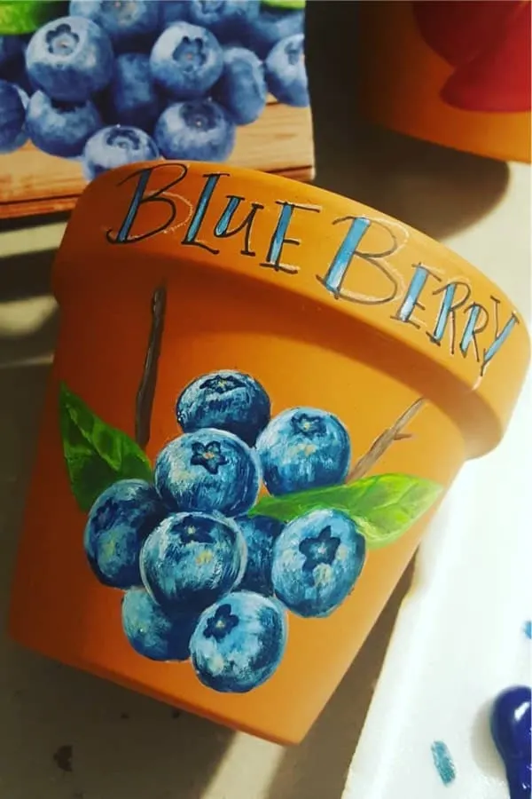 blueberry painted pot