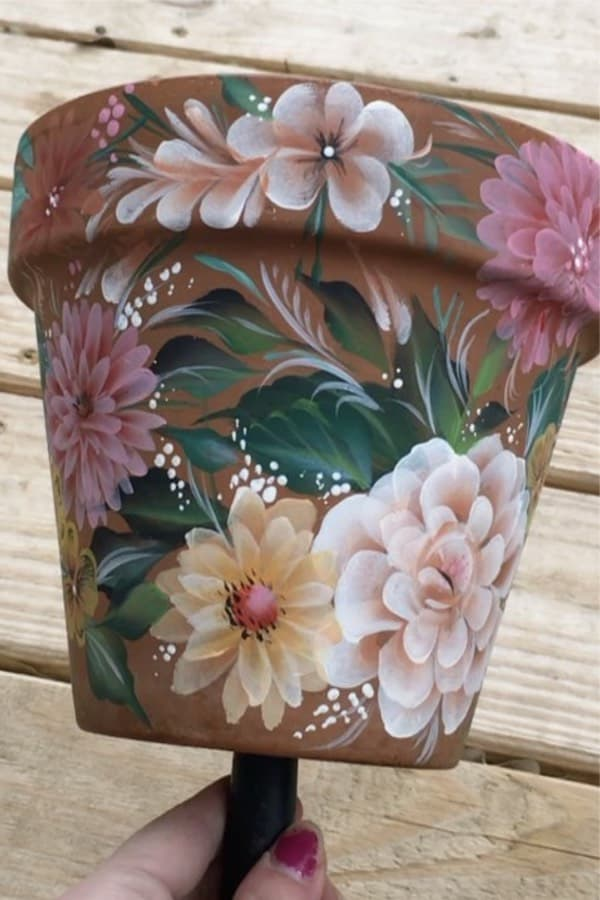 floral painted pot