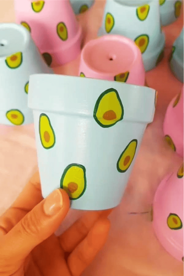 avocado painted planters