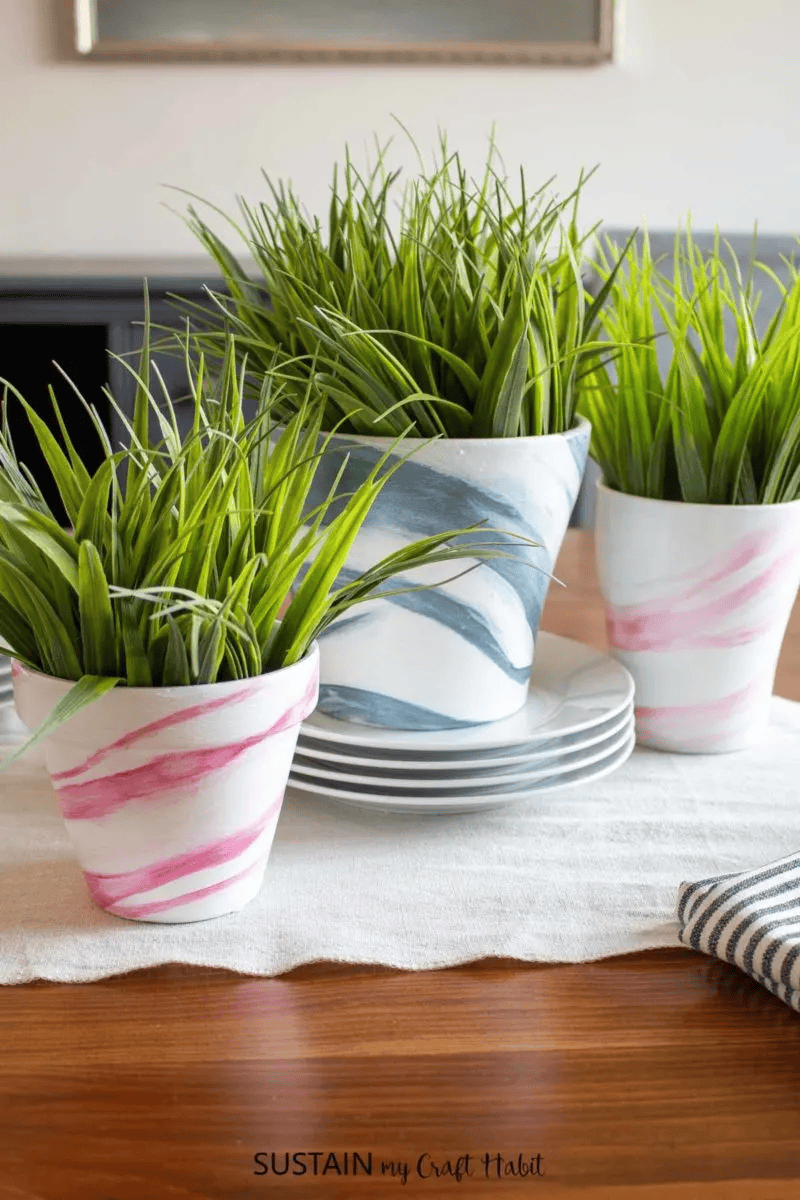 diy marbled planters