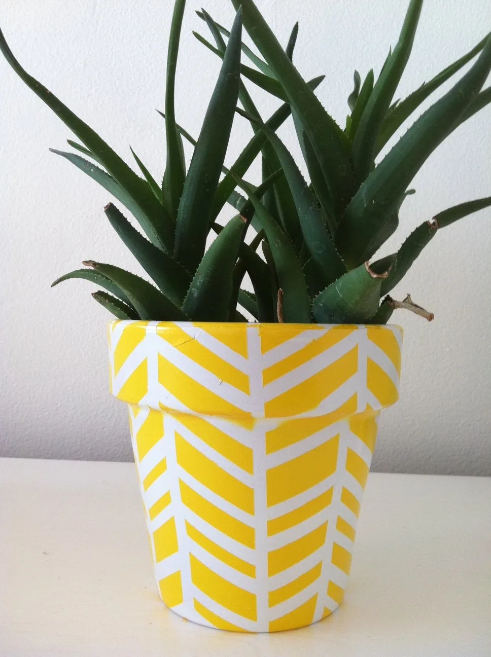 painted herringbone planter