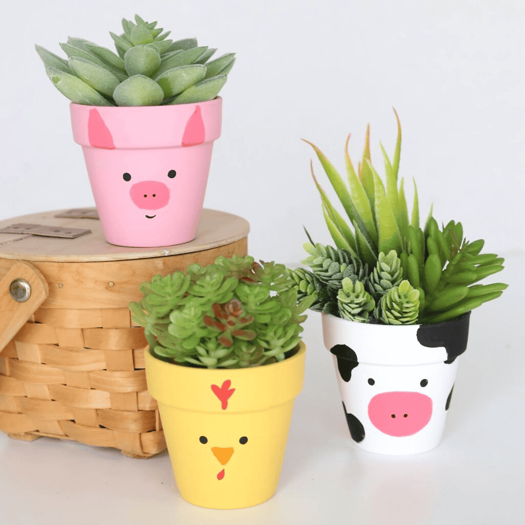 animal clay pot diy