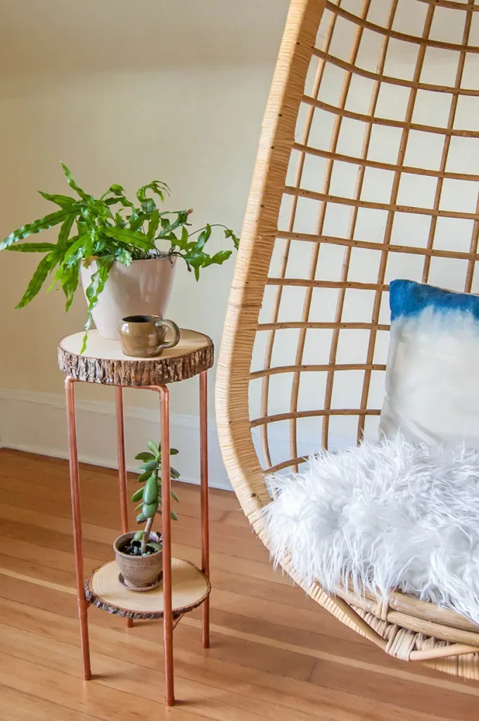 small copper side table