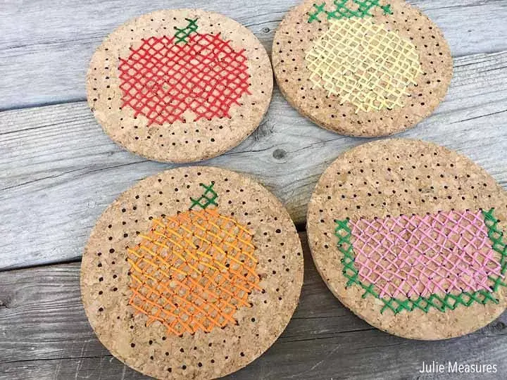 cross stitch diy coasters