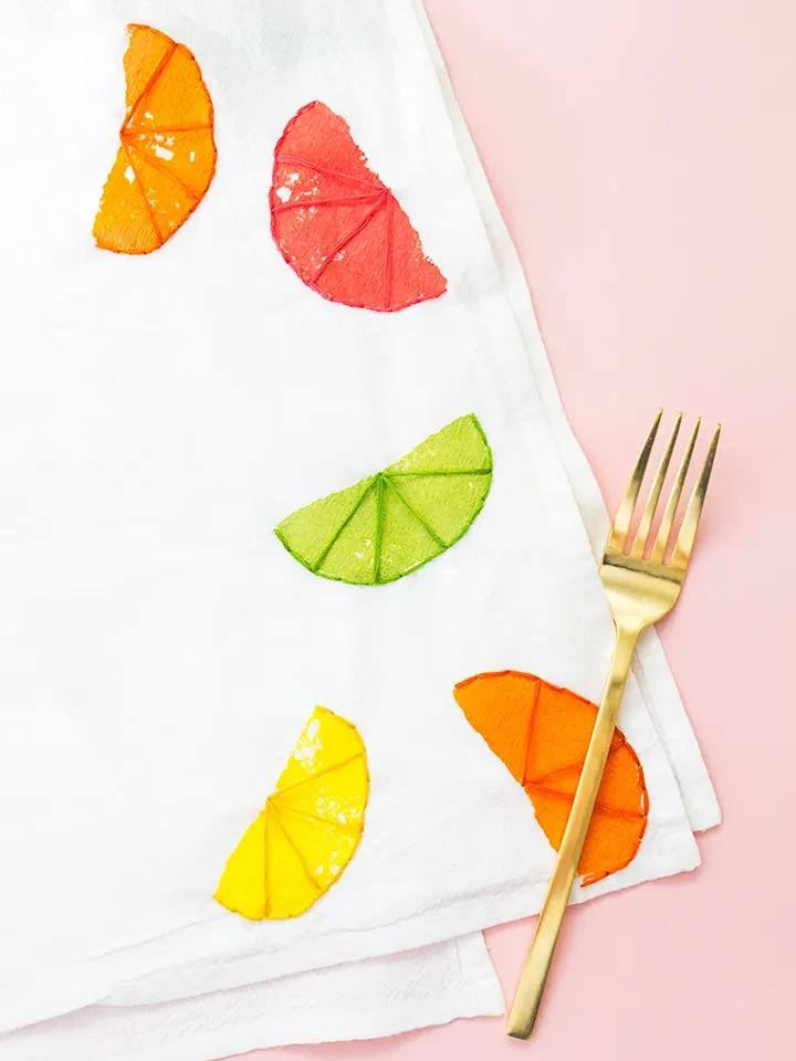 fruit crafts citrus tea towel diy