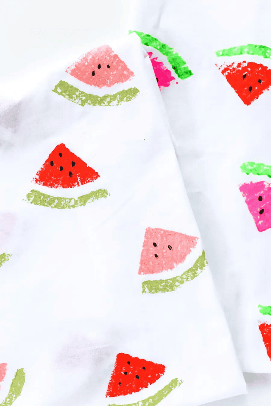 sponge stamped tea towel
