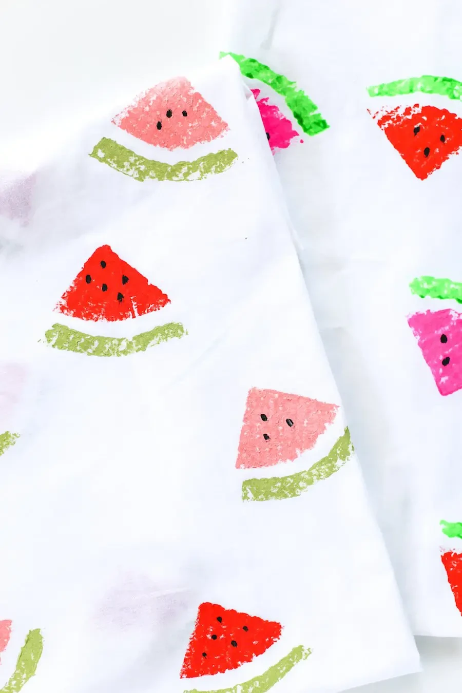 sponge stamped tea towel