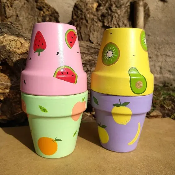 painted pot summer fruits