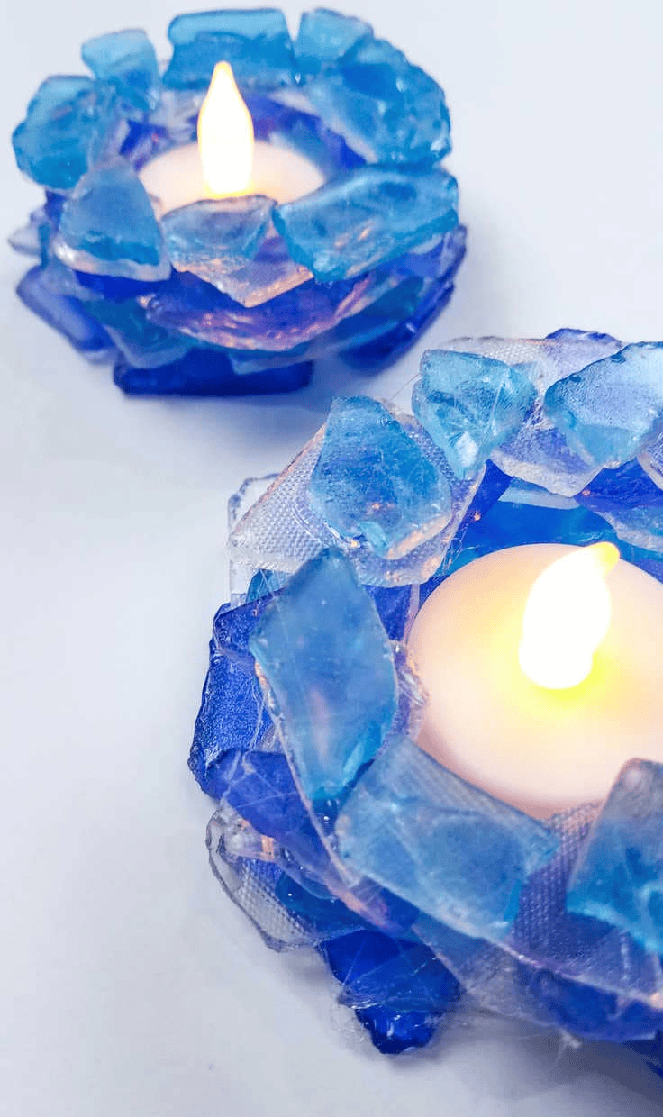 sea glass candle votive