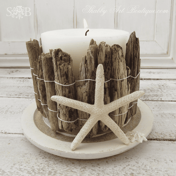 driftwood candle decor