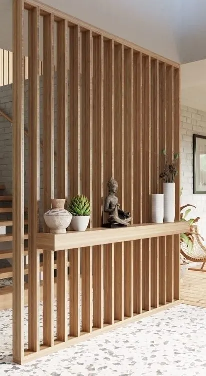 floor to ceiling room divider wood