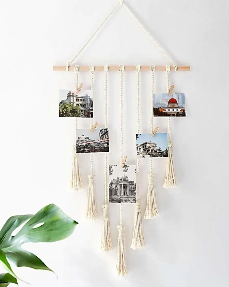 macrame photo hanger