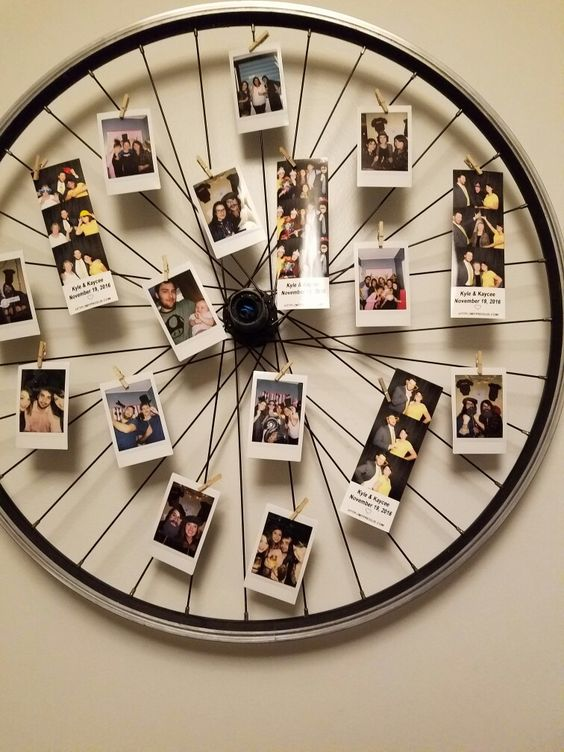 bike wheel photo display