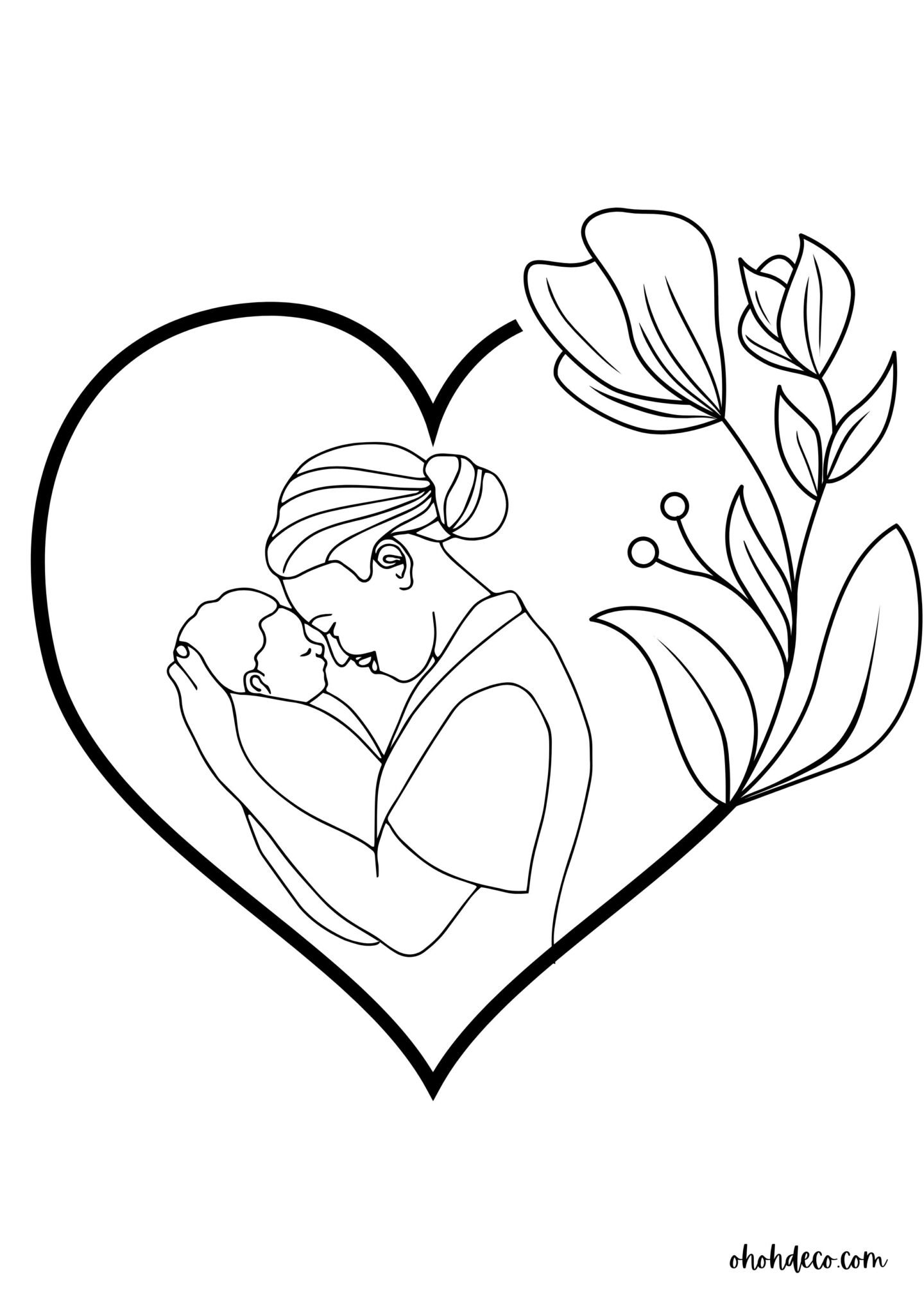 mother baby coloring page