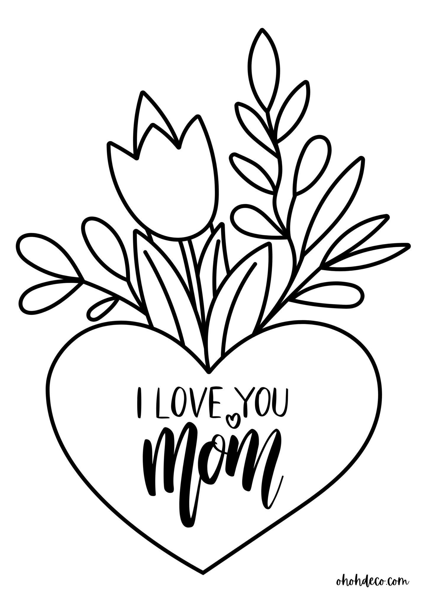 love mom coloring page
