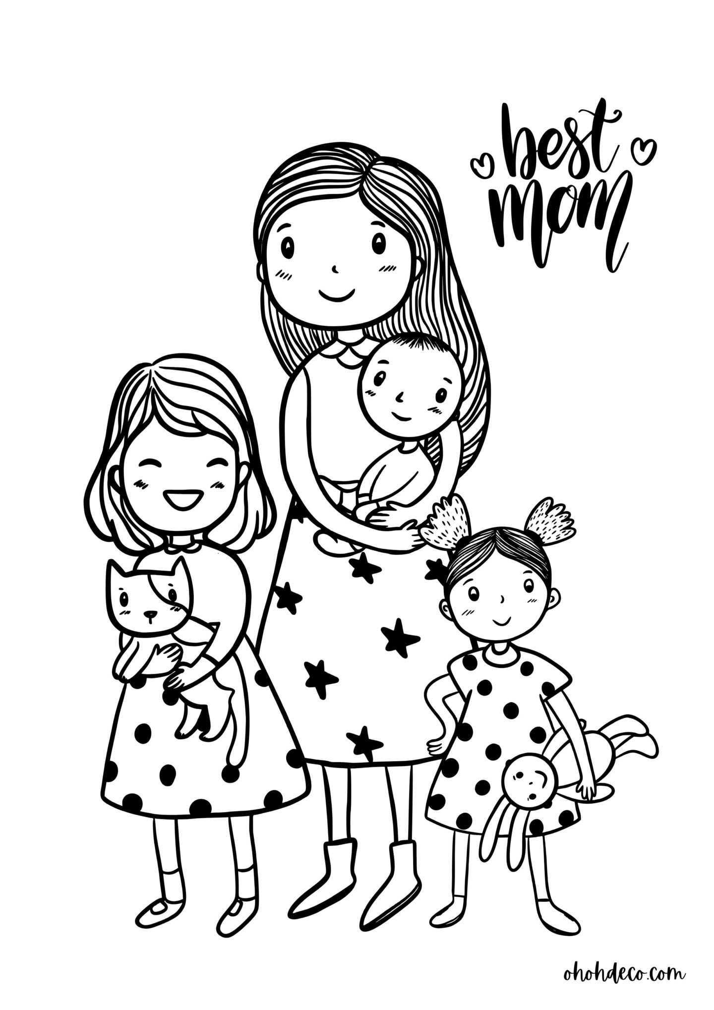 mother kids coloring page