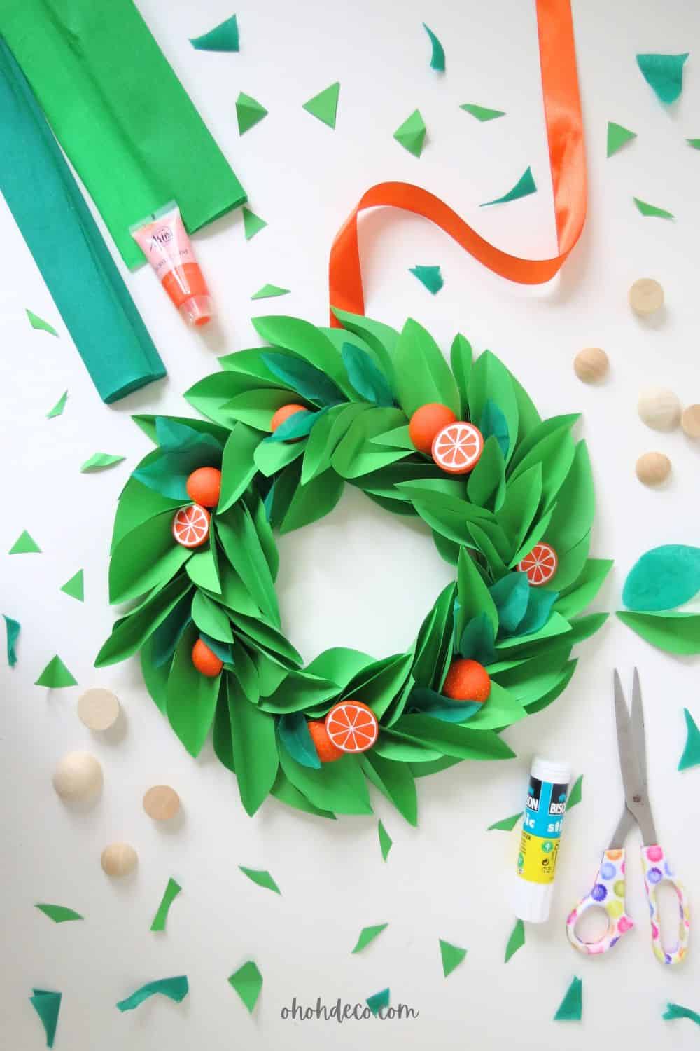 paper wreath diy summer decor