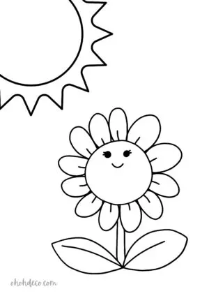 sun and flower coloring page