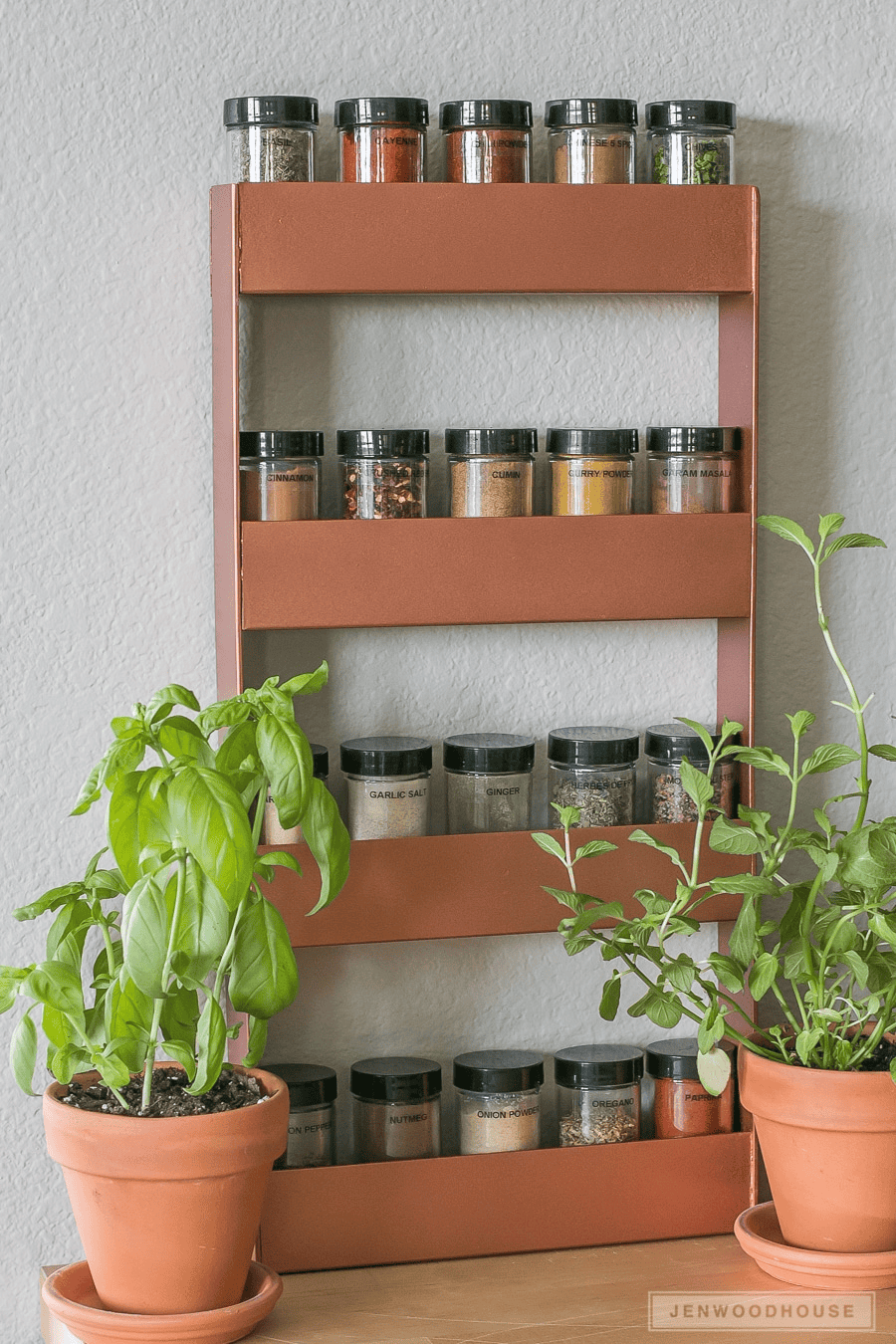 diy copper spice organizer
