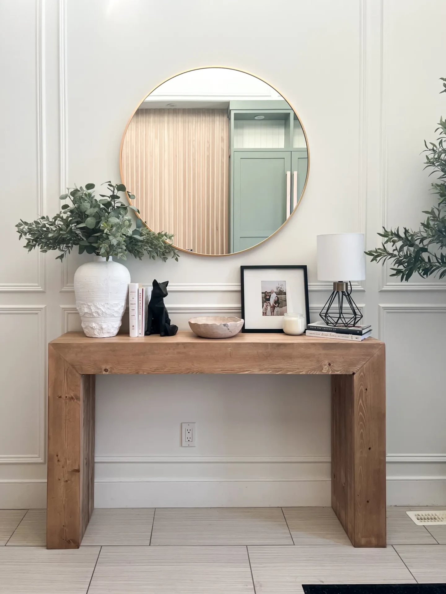 waterfall wood console table
