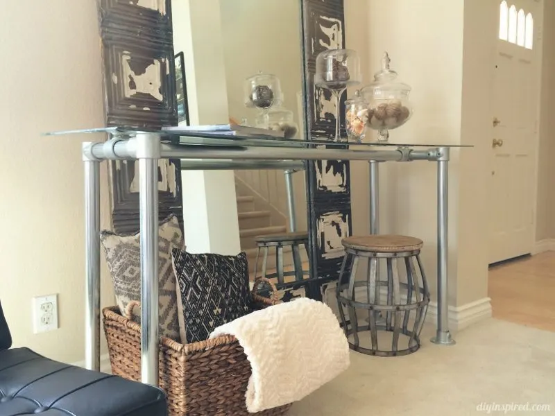 galvanized and glass diy table