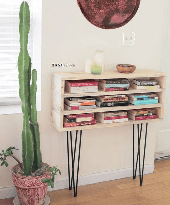 bookshelf console table diy