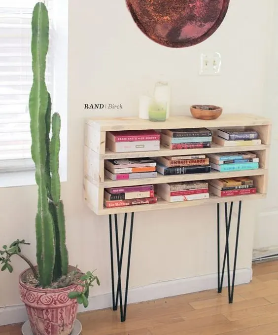 bookshelf console table diy