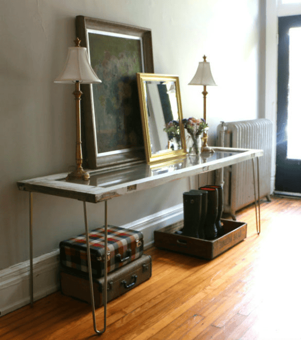 glass window turn console table