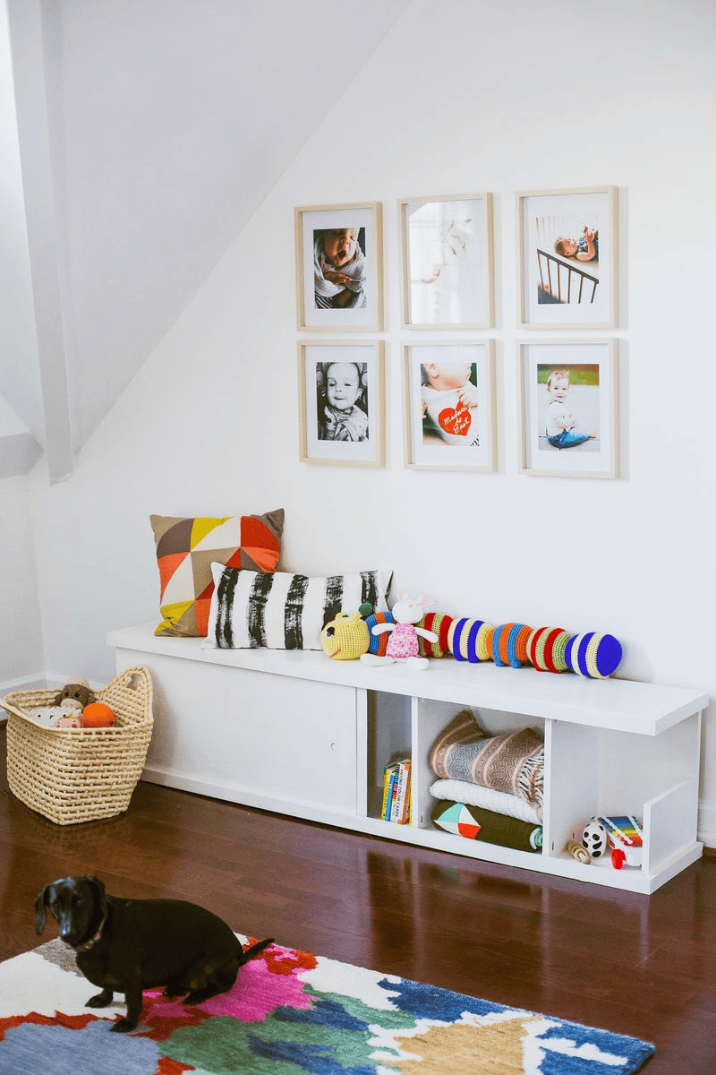 diy bench with sliding doors