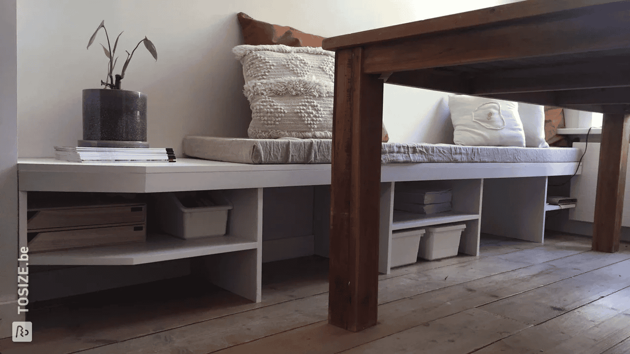 diy bench with storage shelf