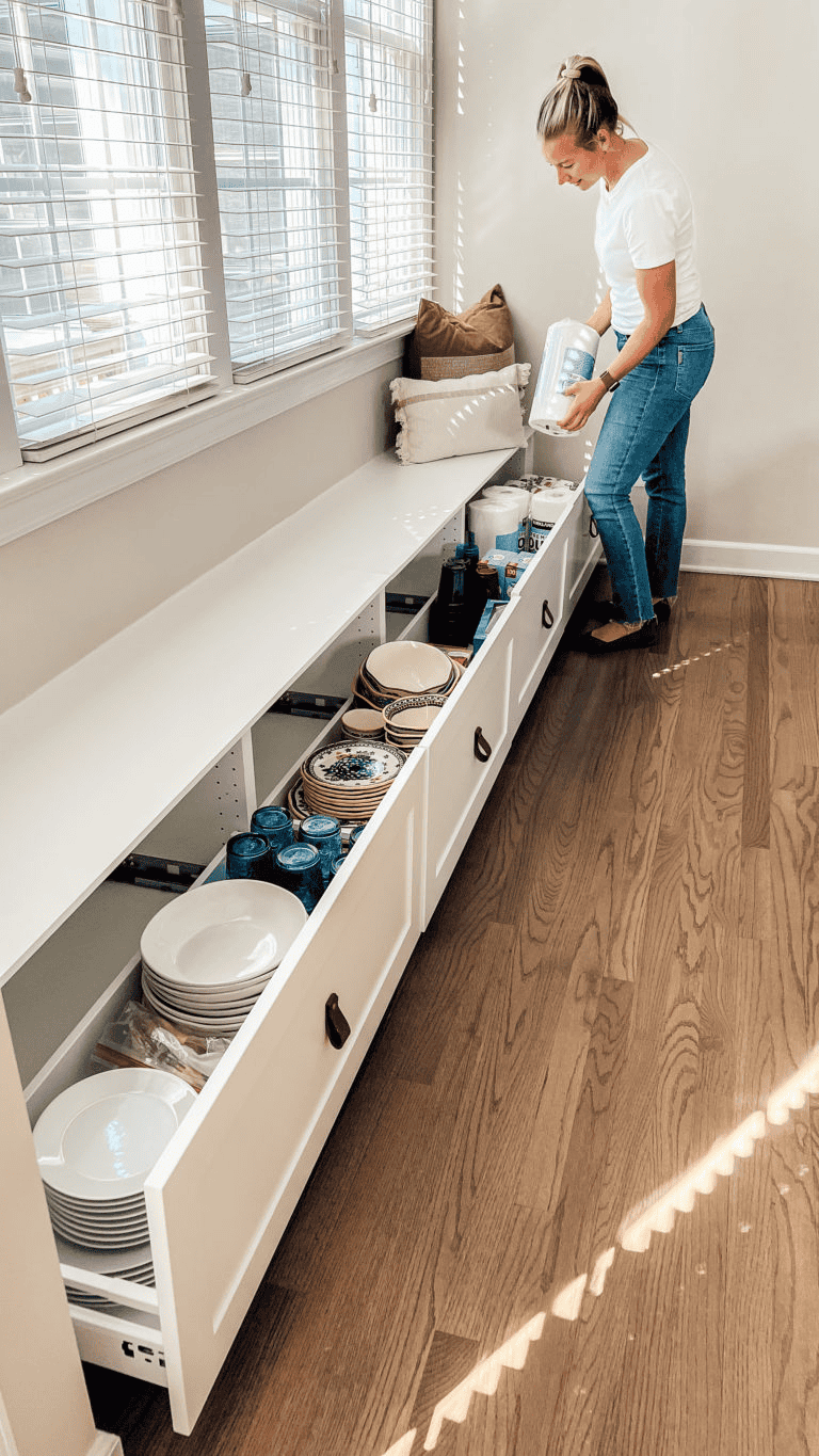 bench with drawers