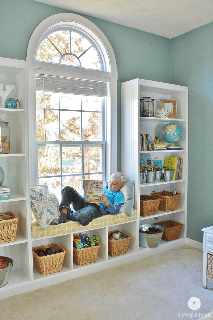 bench bookshelf diy