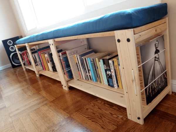 diy bookshelf bench