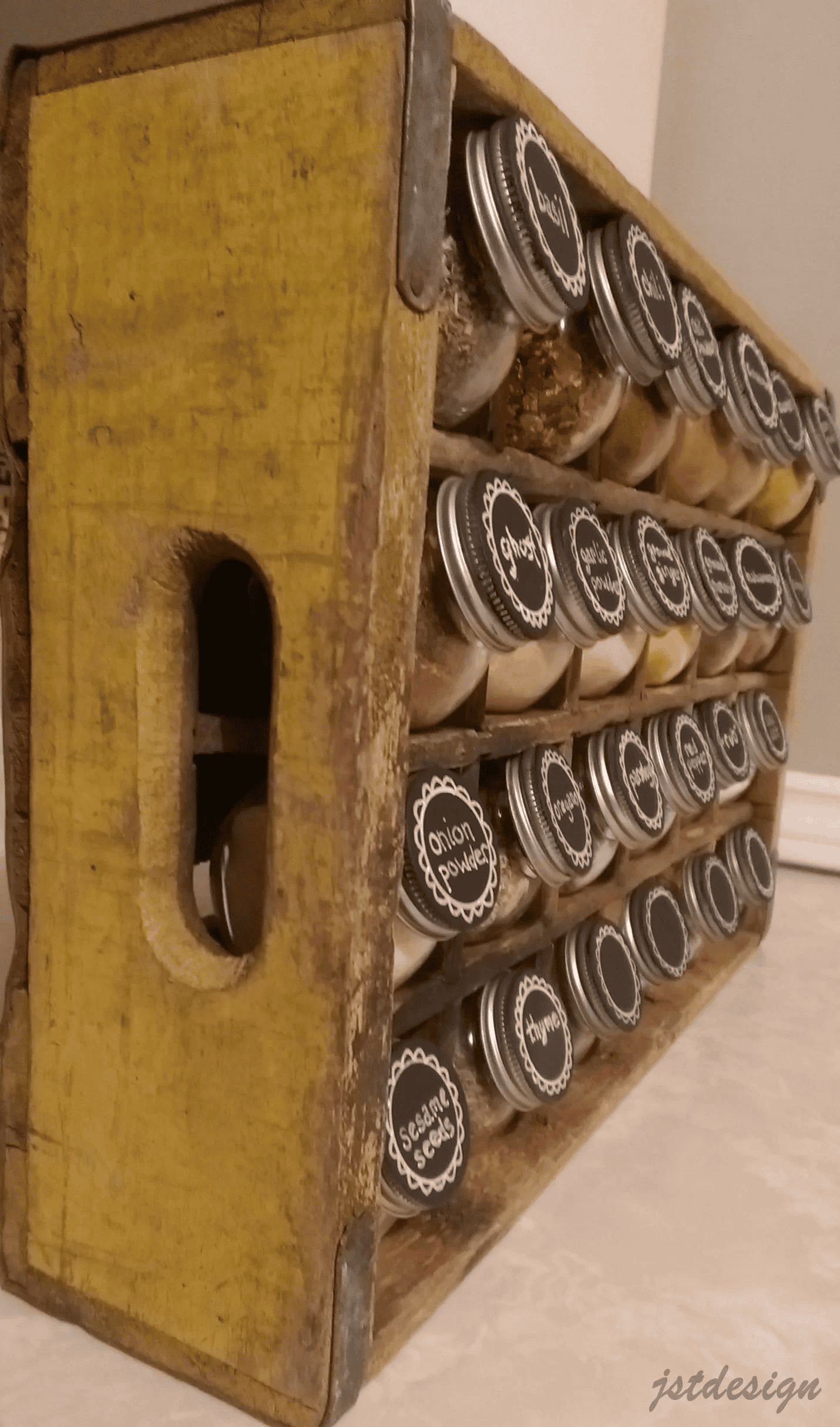wooden crate countertop storage