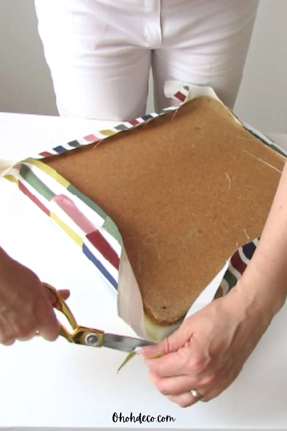 trim the fabric to fit the seat