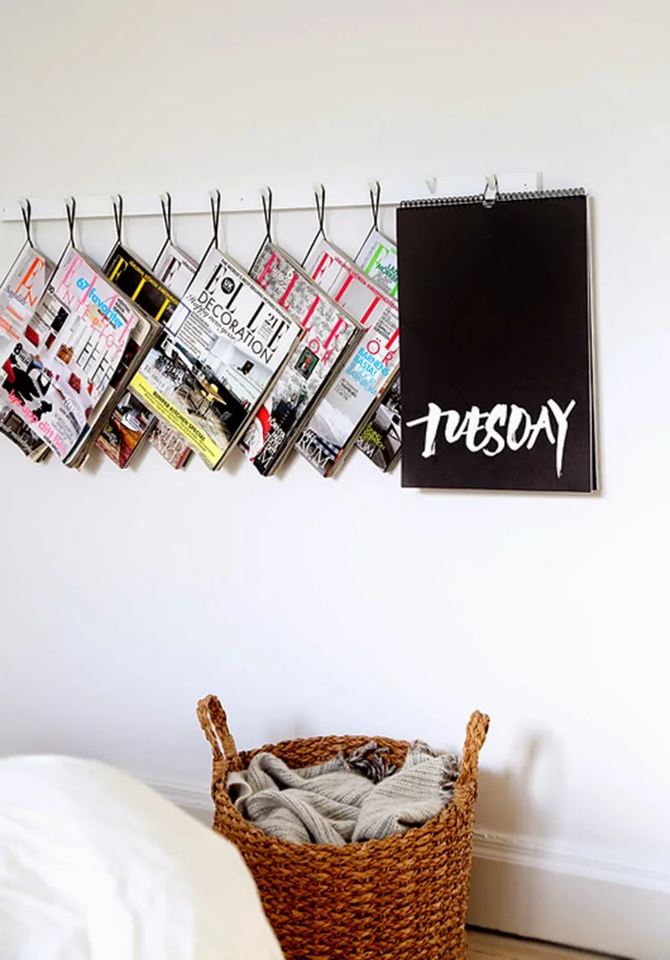 hanging magazine storage diy