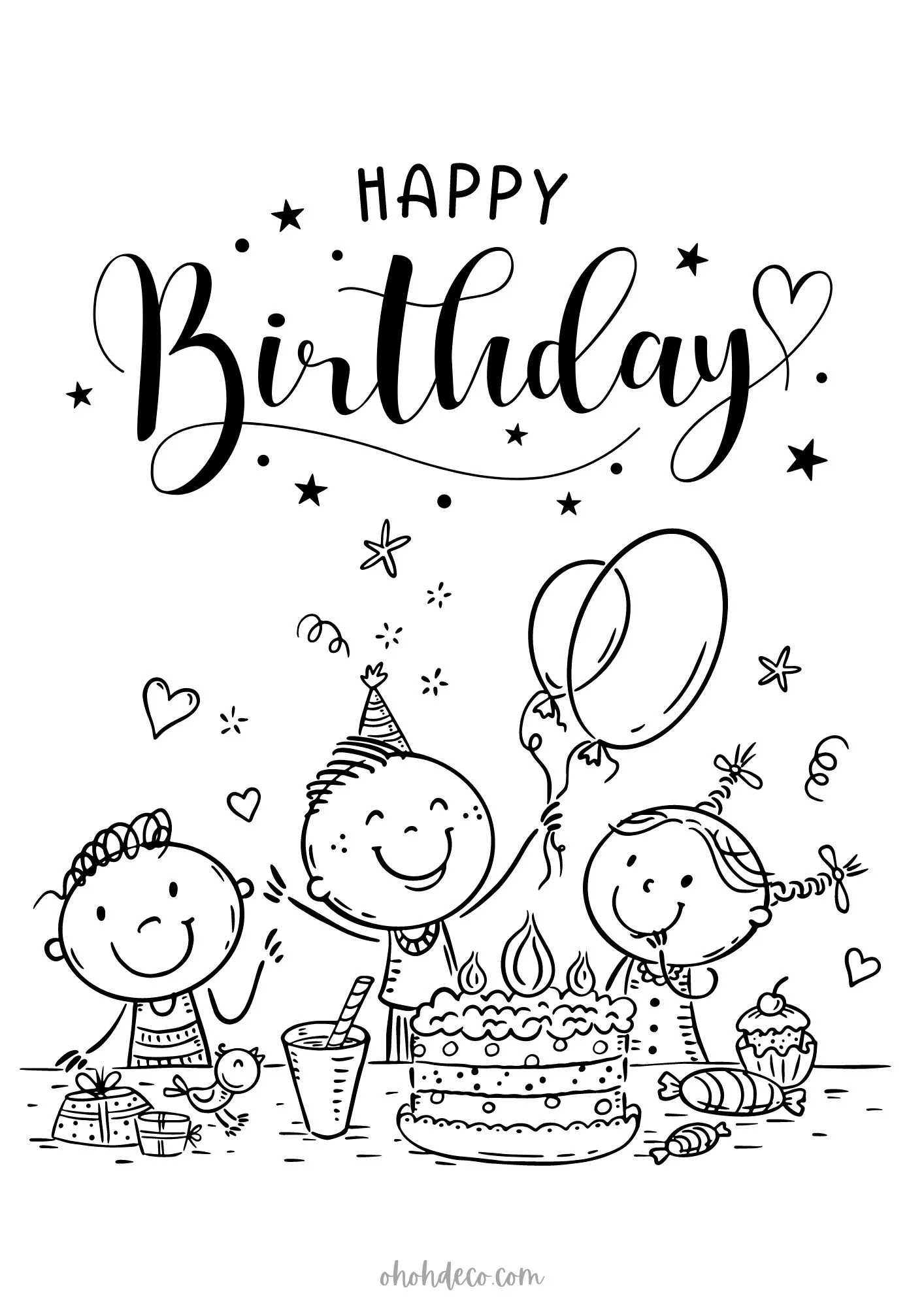 happy birthday coloring page
