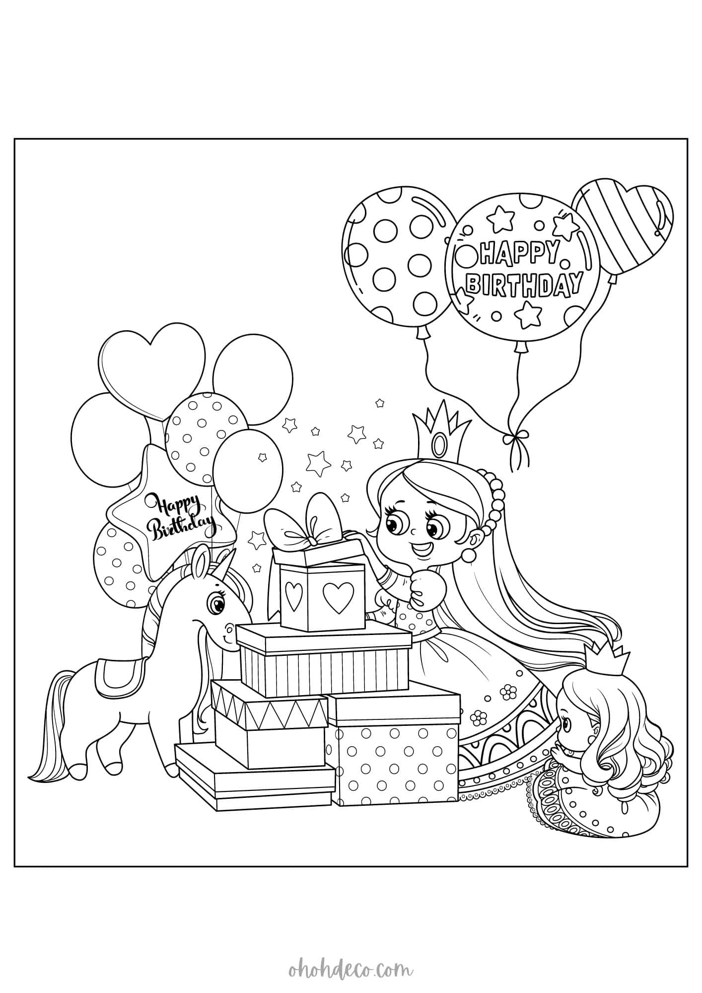 Happy birthday coloring page 13 ohoh deco
