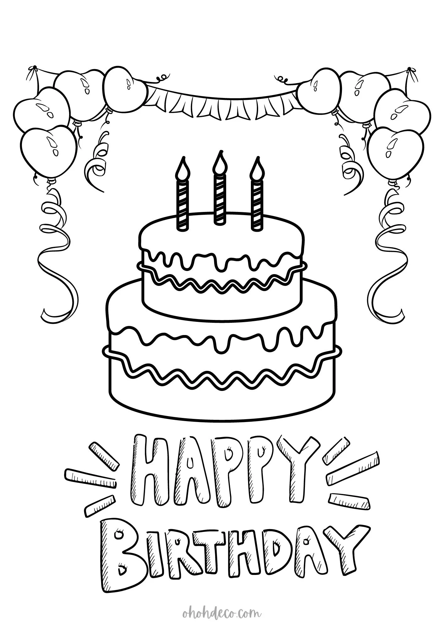 happy birthday cake coloring pages