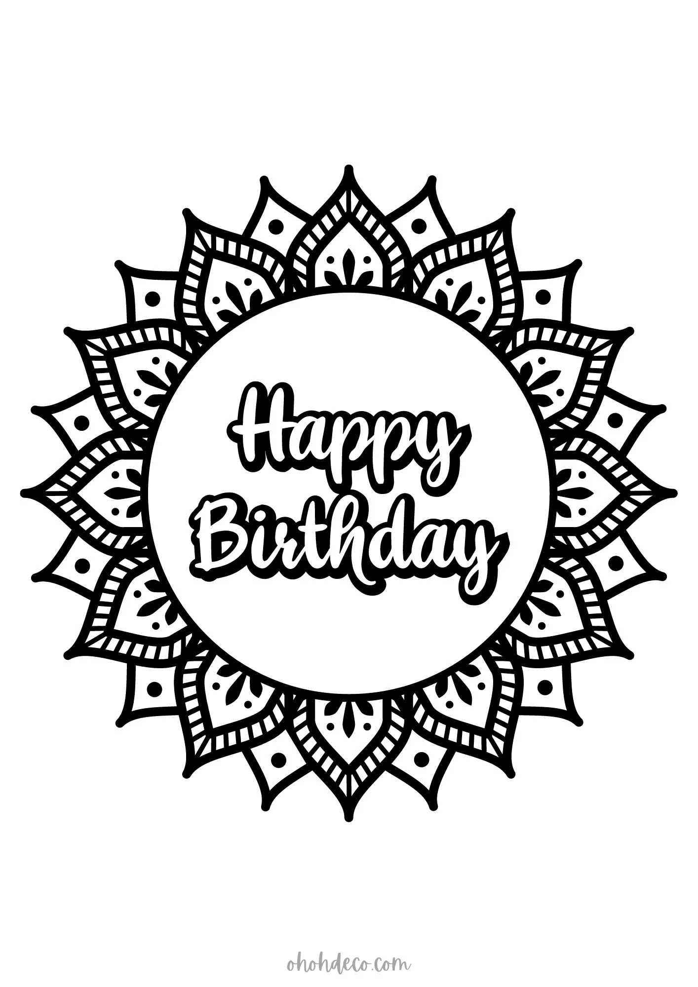 birthday mandala to print