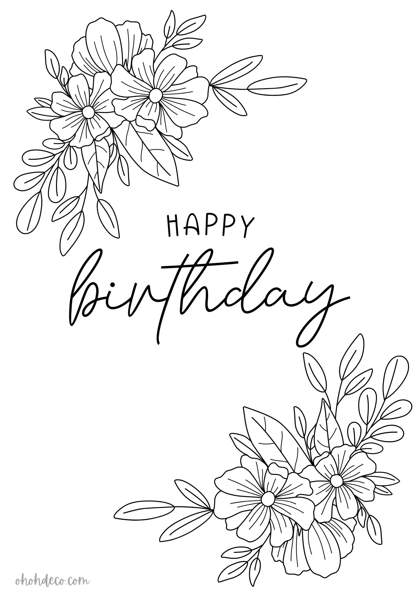 happy birthday coloring to print for adult