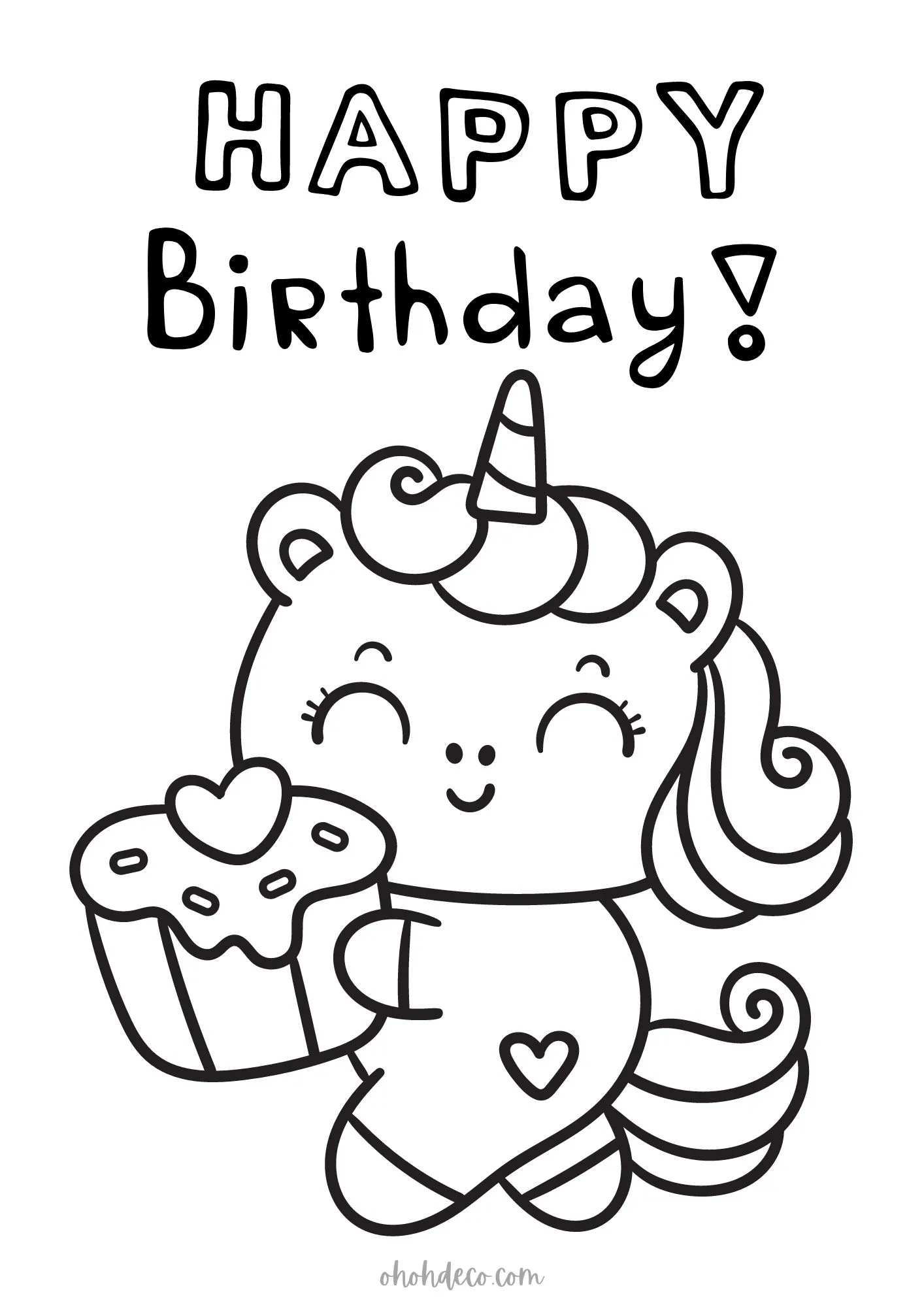 birthday unicorn coloring