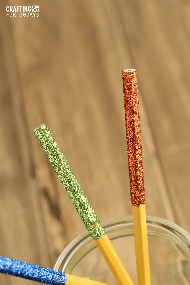 glitter dipped pencil