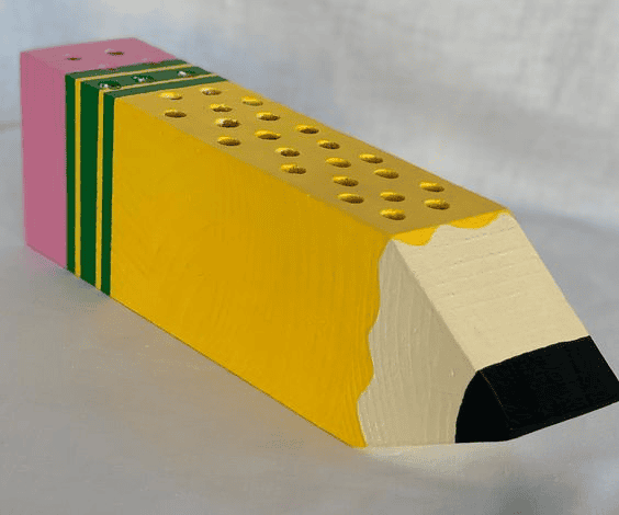 wood block pencil holder