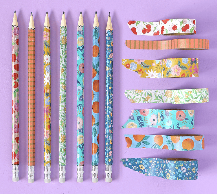 washi tape pencil wrap