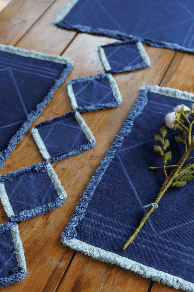 denim placemats and coasters