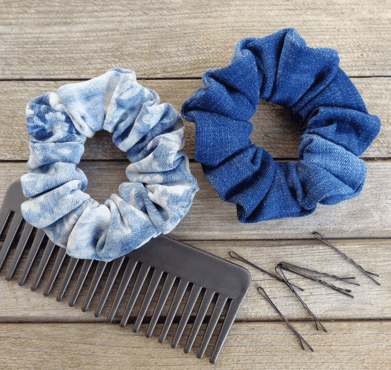 denim crafts diy scrunchies