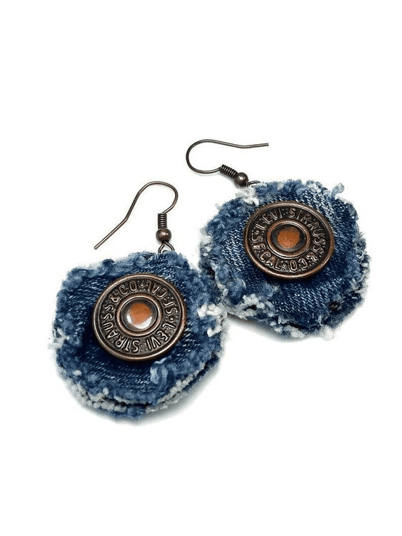 upcycled jeans earrings