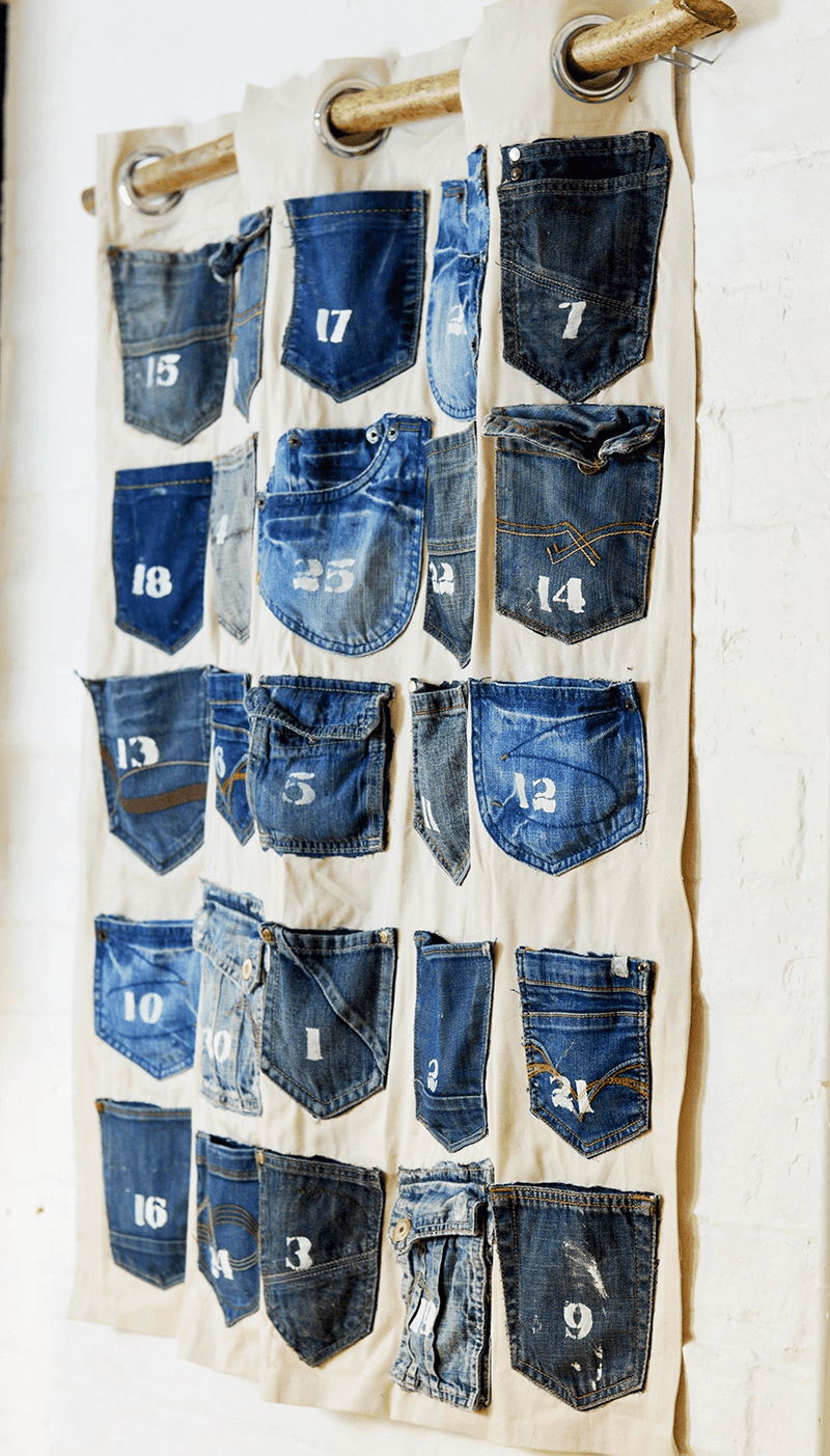 denim wall organiser diy